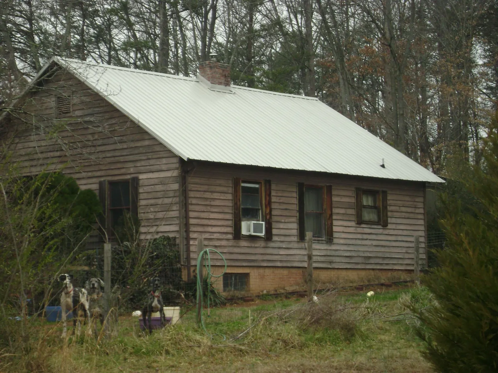 White metal roof on an old wood sided farmhouse, from a Asphalt Shingle Roof Repair job in Weldon